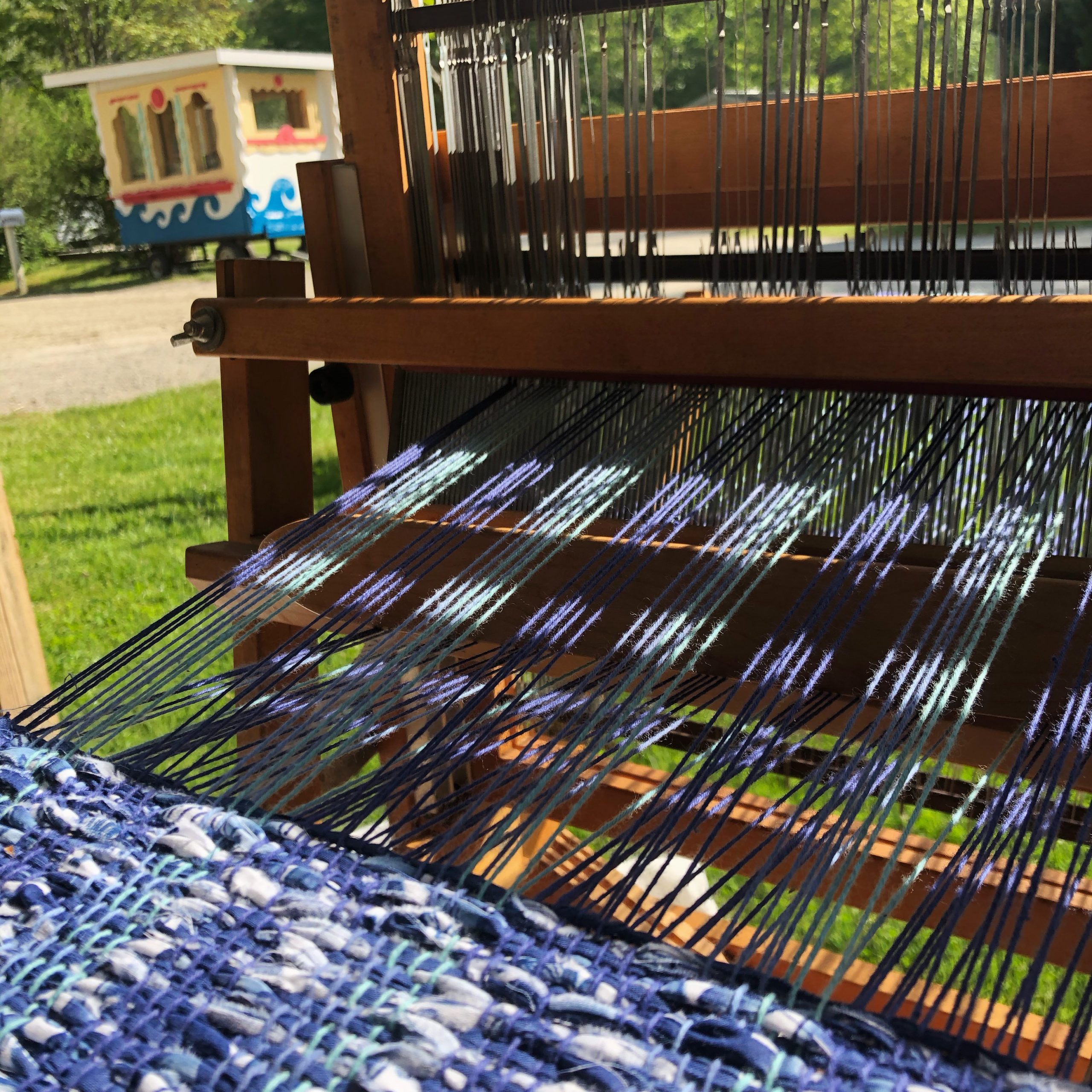 Weaving on the porch