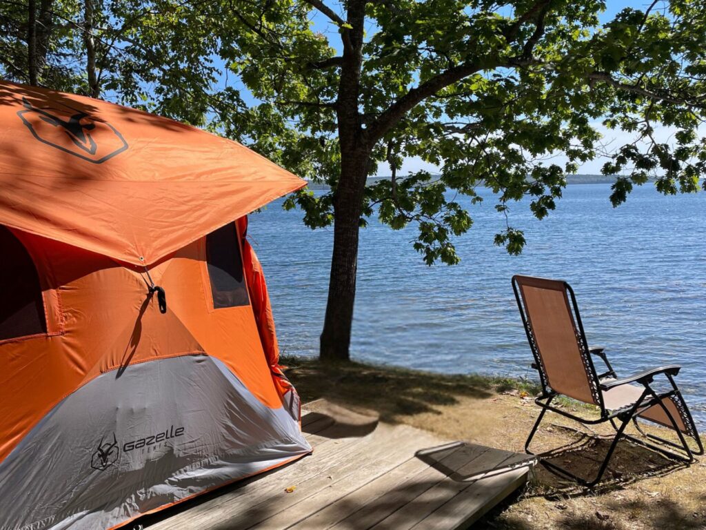 Walk In Ocean Tent Site on a platform