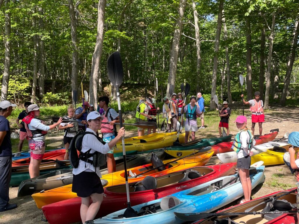 Kayakers preparing to launch from Searsport Shores