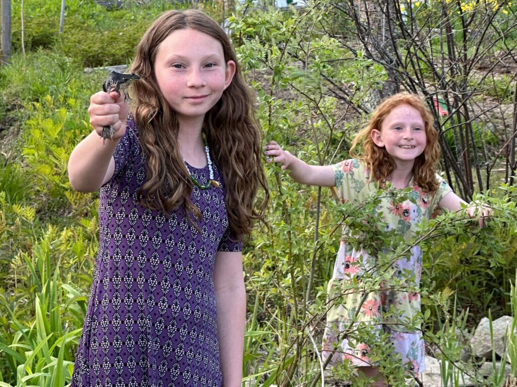 Two girls catching Frogs at Searsport Shores